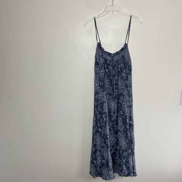 MADEWELL Dress Womens 8 Tie-Back Button-Front Midi NEW Blue Floral NE783 - Picture 9 of 16